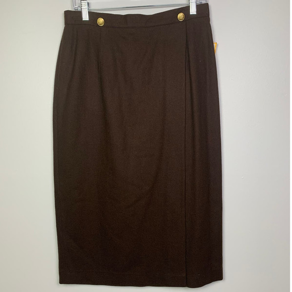 Joan Leslie Vintage English Classics Brown Wrap Skirt, Size 14P - Picture 1 of 8